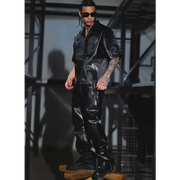 Vie riche color block leather stacked sweat pant - SWEAT PANT