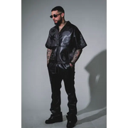 Vie riche colorblock leather stacked sweatpant - SWEAT PANT