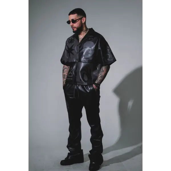 Vie riche colorblock leather stacked sweatpant - SWEAT PANT