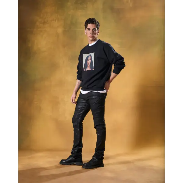 W by waimea coated biker stacked denim - DENIM