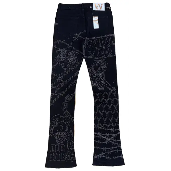 Waimea beware print rhinestone denim - DENIM