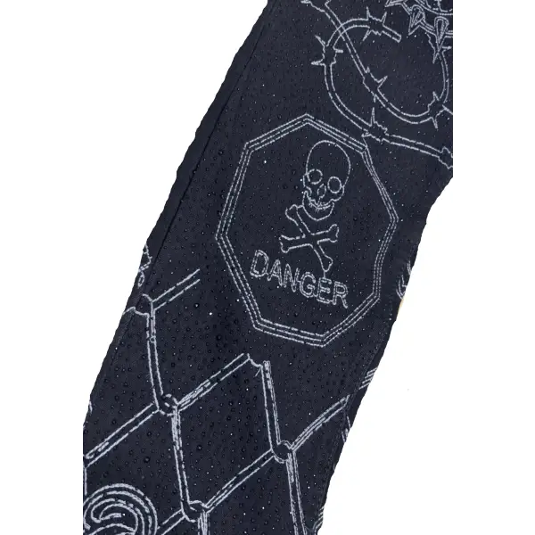 Waimea beware print rhinestone denim - DENIM