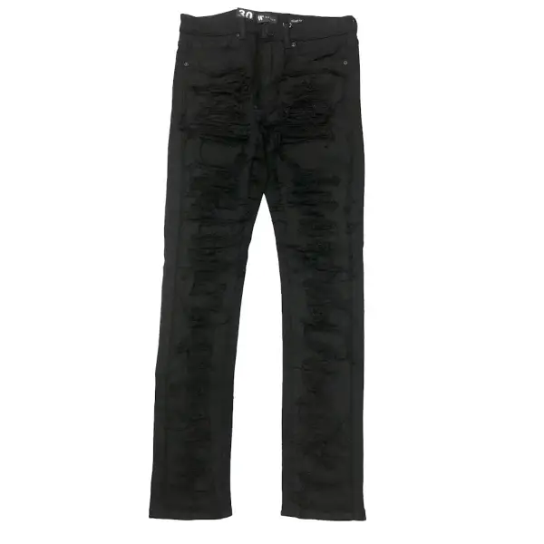 Waimea destroyed ripped repair denim - 32W/32L / BLACK - DENIM