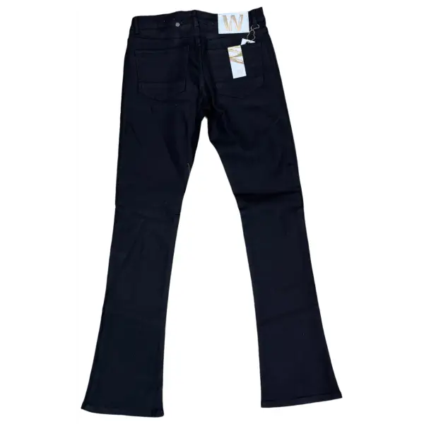 Waimea leather coated cargo stacked denim - DENIM