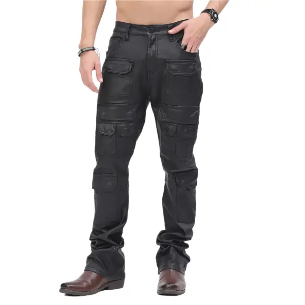 Waimea leather multi cargo stacked denim - DENIM