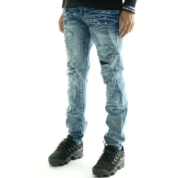 Waimea Light Paint Splatter Ripped Denim - City Swag USA 