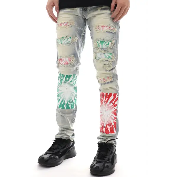 Waimea Multi Color Patched Denim - ECtrendsetters