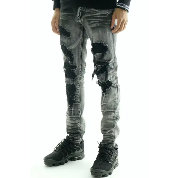 Waimea Ripped Black Backing Denim - City Swag USA 