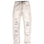 Waimea ripped destroyed baggy stacked denim - 32W/32L / LT.GREY - DENIM