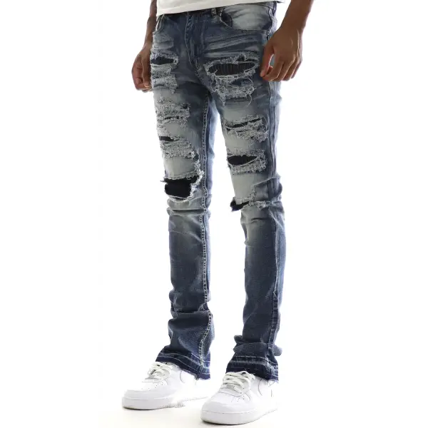 Waimea Ripped Knee Backing Stacked Denim - ECtrendsetters