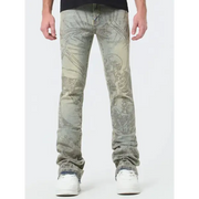 Waimea skeleton rhinestone stacked denim - 30W/34L / SAND-BLAST - DENIM