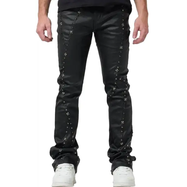 Waimea stacked wax coated pendant studded denim - DENIM