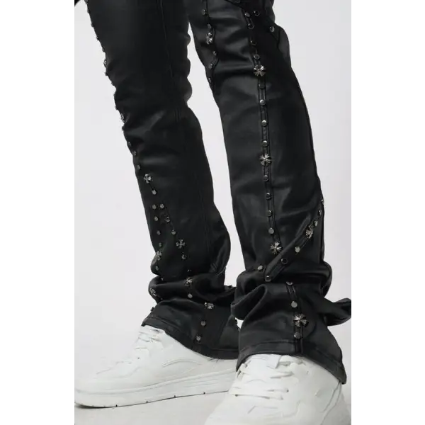 Waimea stacked wax coated pendant studded denim - DENIM