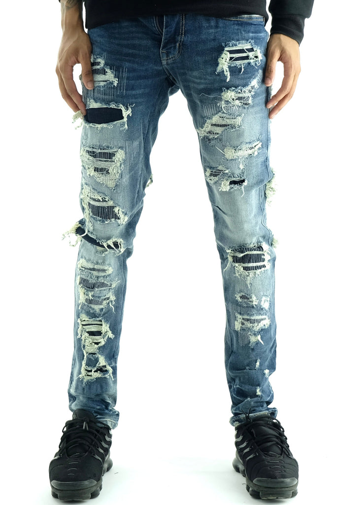 Focus Destroyed Ripped Repaired Denim - City Swag USA 