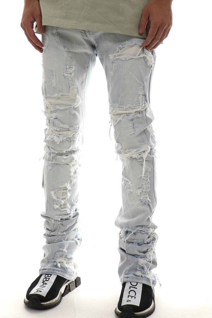 Focus Heavy Distressed Stacked Denim - ECtrendsetters