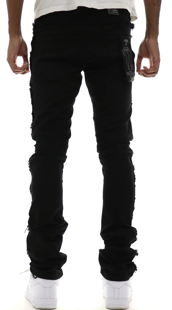 Focus Embroided Distressed Stacked Denim - ECtrendsetters